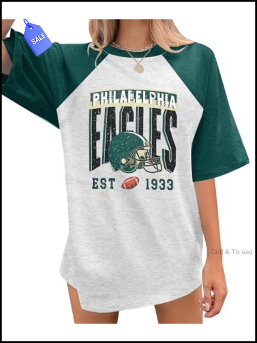 Women Football T-Shirt Crew Neck Raglan Short Sleeve Cotton Blend Tee